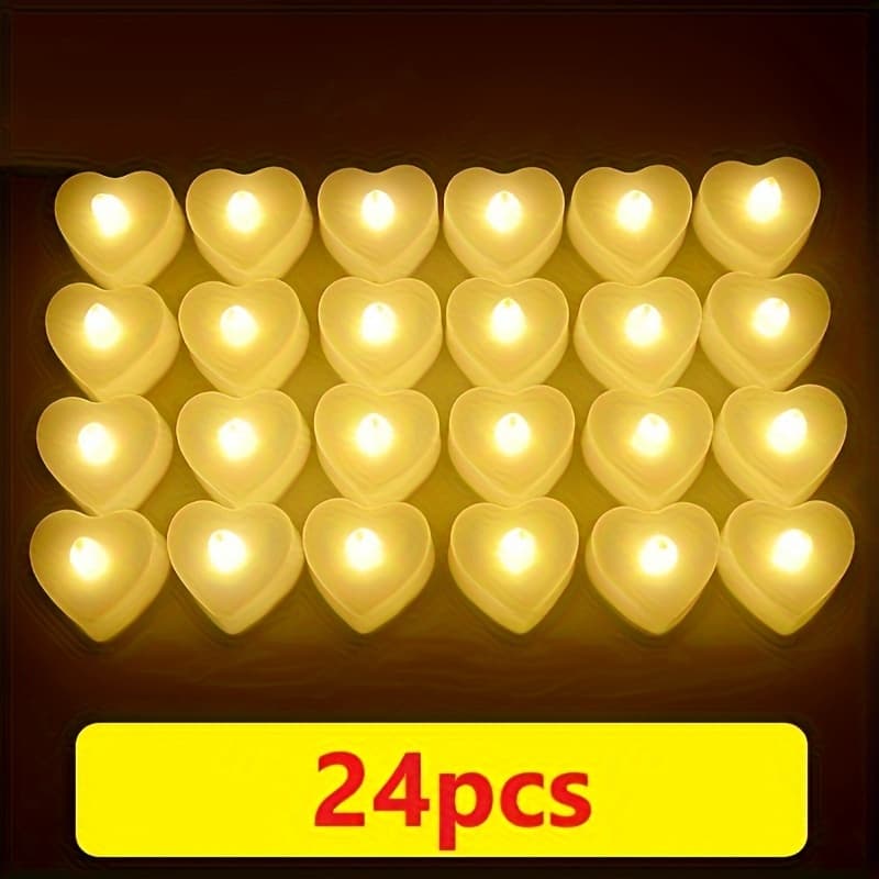 TEMU 24pcs, Led Candle Lights Creative Valentine's Day Christmas Wedding Birthday Wedding Candle Venue Layout Props Electronic Candle Party Supplies (including Batteries)