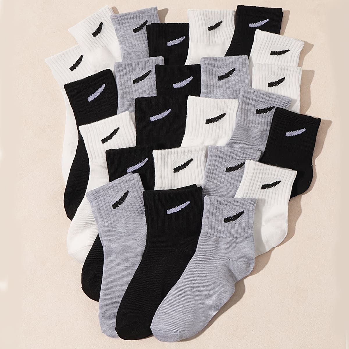 TEMU 12-pair Children's Spring/summer Random Solid Color Mid-calf Sports Socks