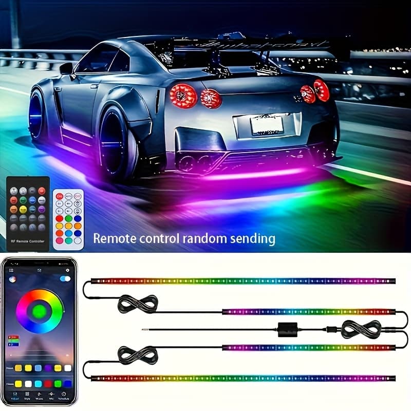 TEMU 4 Car Rgb Neon Lights With Wireless Remote Control. Change Your : Led Underground Kit, 16 Million Colors, Dynamic - , App Control And Remote Control 16 Million Colors , Suitable For All Vehicles