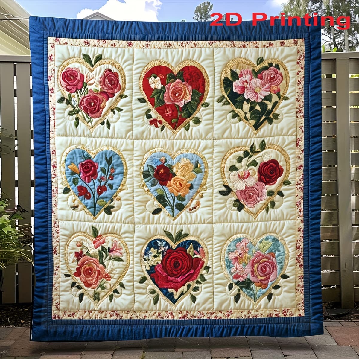 TEMU 2d Printing 1pc Multi-functional Blanket, Printed With Heart-shaped Floral Pattern, Sofa , Made Of Flannel, Suitable For Room Décor, Bedroom Decor, , Office, Car Trips, And Camping, Perfect