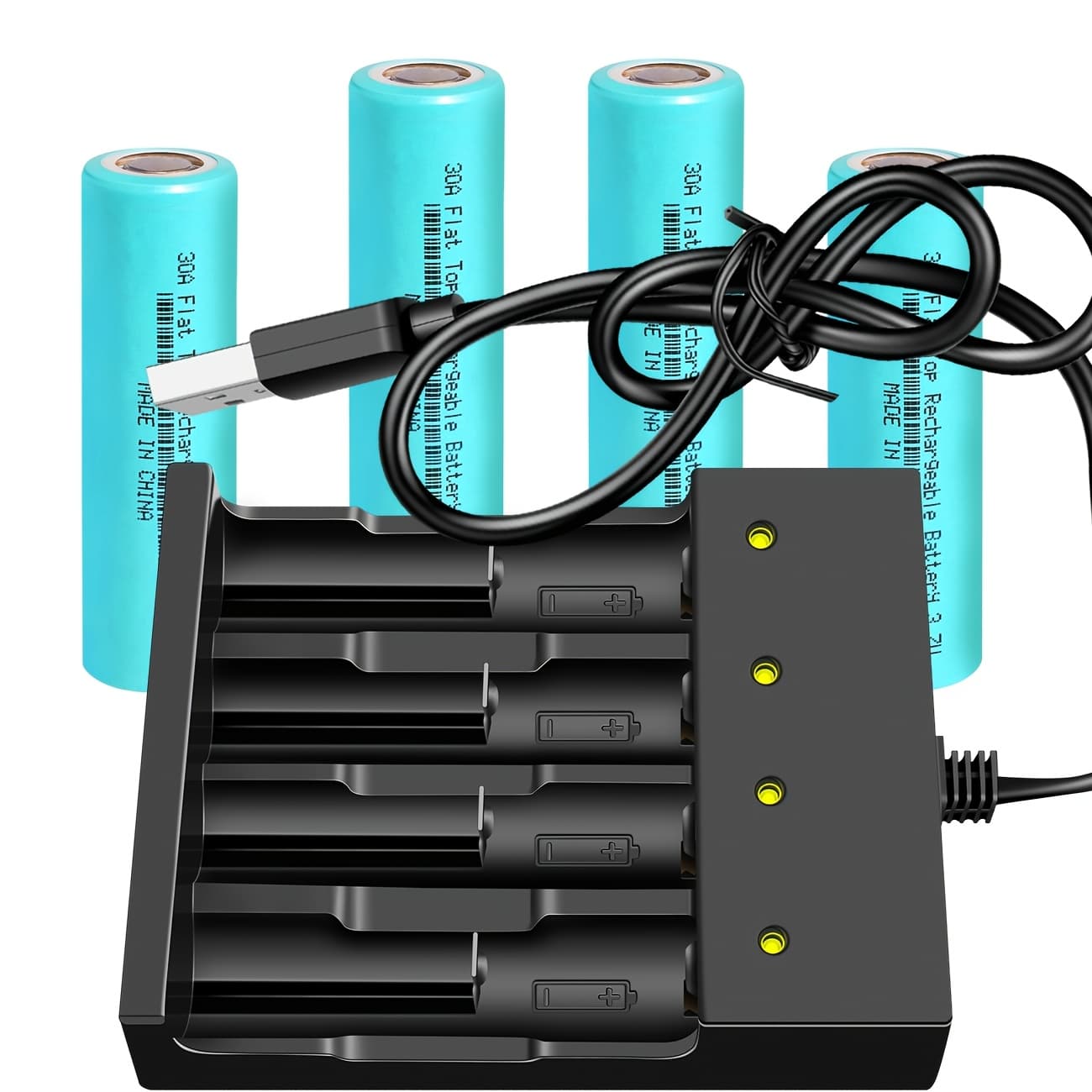 TEMU 3.7v Lithium-ion Rechargeable 18650 Battery And 4-slot Smart 18650 Battery Charger, Suitable For 18650, 26650, 10440, 14500, 17670, 18490, 17500, 17335, 16340 Batteries