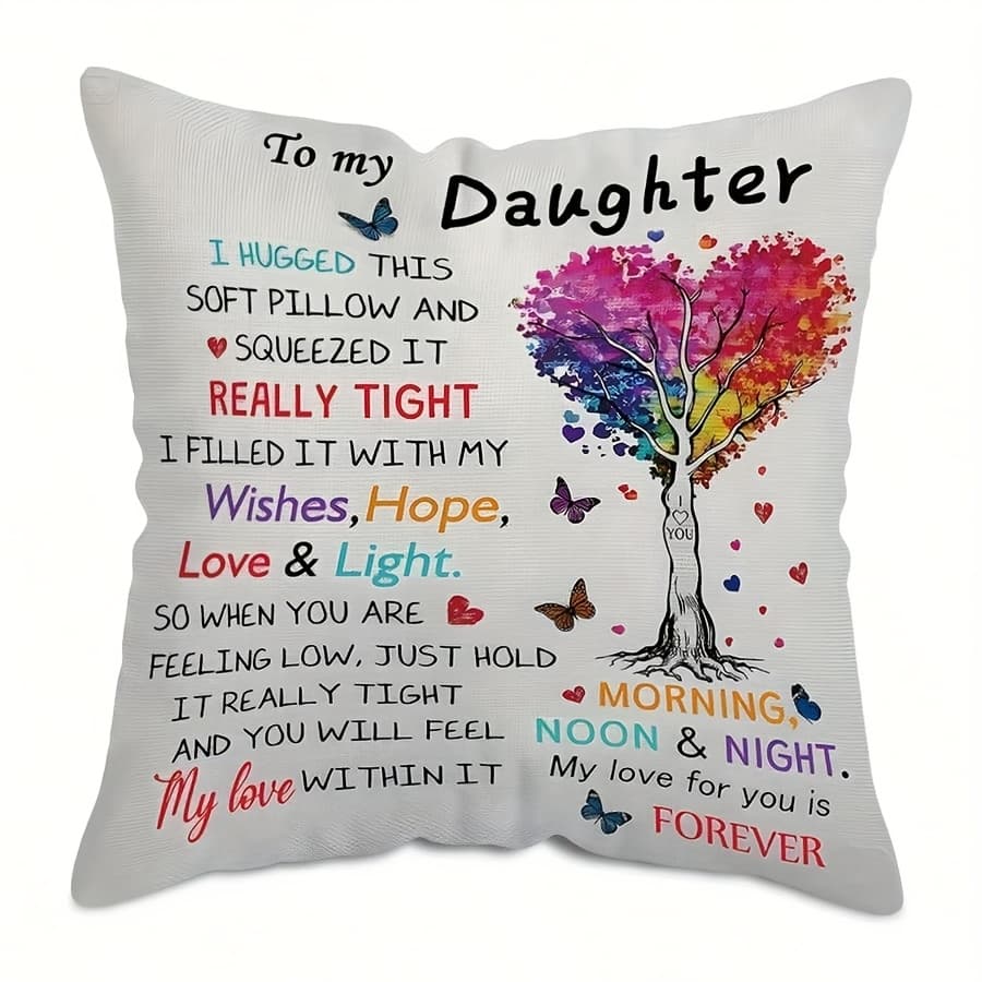 TEMU 1pc To My Daughter Pillowcase Gift, Mom-daughter Gift With Inspirational Message, Cozy Throw For Birthday, Thanksgiving, - Machine Washable, Contemporary Style, Double - Sided Printed Pillowcases