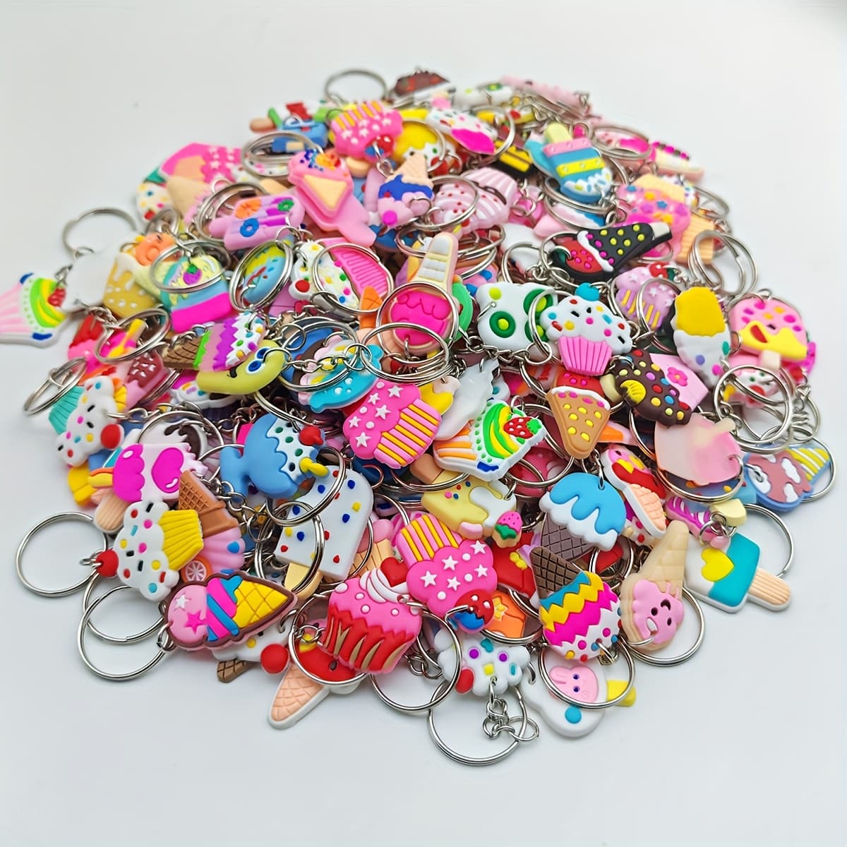 TEMU 80 Cartoon Random Mixed Ice Cream Keychains Back-to- Cute Keychains Suitable For Party Holiday Gift Bag Decoration Small Pendant