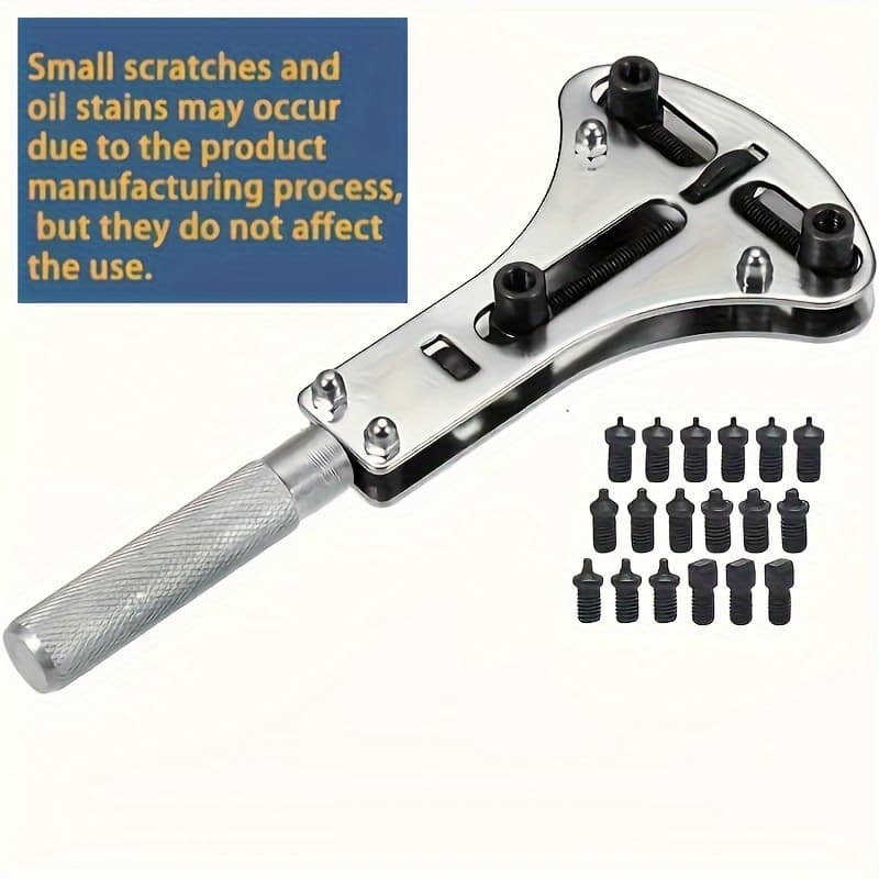TEMU Men's Watch Case Opener Adjustable Screw Back Remover Waterproof Wrench Repair Tool Kit A Watch Back Case Opener And 18 Replaceable Parts, For Gifts