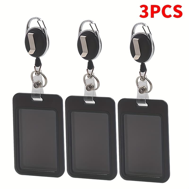 TEMU 2d 3pcs/1pc Black Clip With Retractable Lever - For Student Id, Business Card, And Bank Card - 4.33 X 2.76 Inches