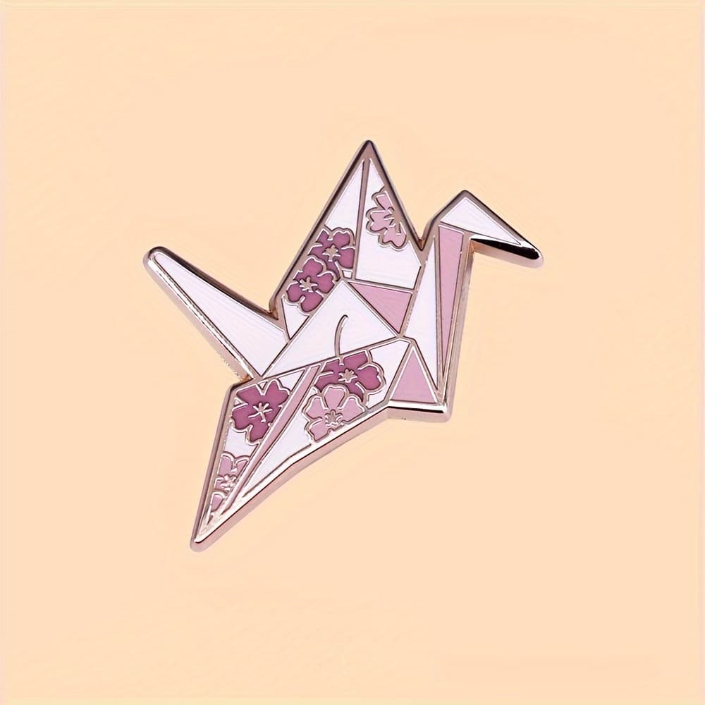 TEMU 1pc Cute Origami Crane Enamel Pin With - Alloy, Plated, Backpacks, Bags, And Accessories, Accessory| Accessory|durable Alloy