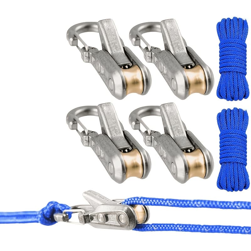 TEMU Pack Of 6pcs Rope With Roller Tensioner, For Easy And Secure Tying Rope Tensioner Tool With Locking For Camping, Boating, Outdoor Activities