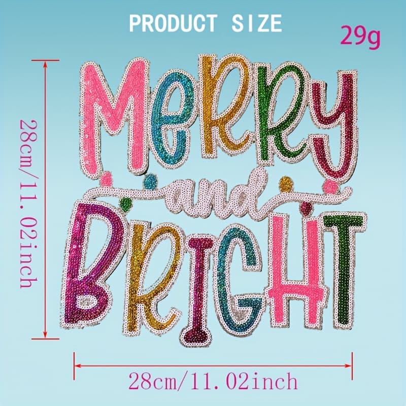 TEMU Christmas "/ " Sequin Embroidery Patchcrafted With Silvery Glittering Glitter Material With Sequin Embroidery Technology