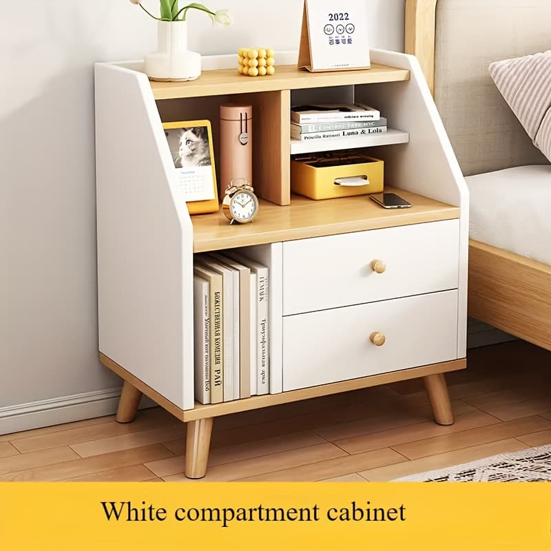 TEMU Modern Nordic Bedside Cabinet With 2-drawer Bedside Table - Compact Space-saving Storage Locker Suitable For Bedroom, Living Room, Office - Assembly, Low Profile, Under 27" Height