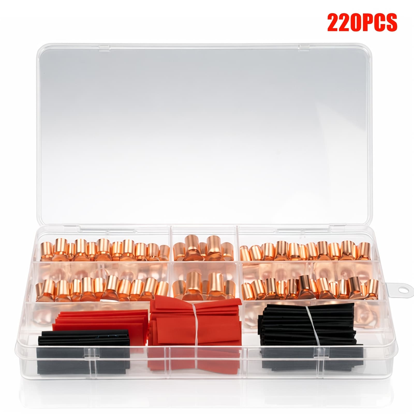 TEMU 220pcs Set Of Ring Terminals - Color-coded Connectors For Battery Cables - Suitable For Vehicles, Marine Use, Power Cabinets, And Appliances