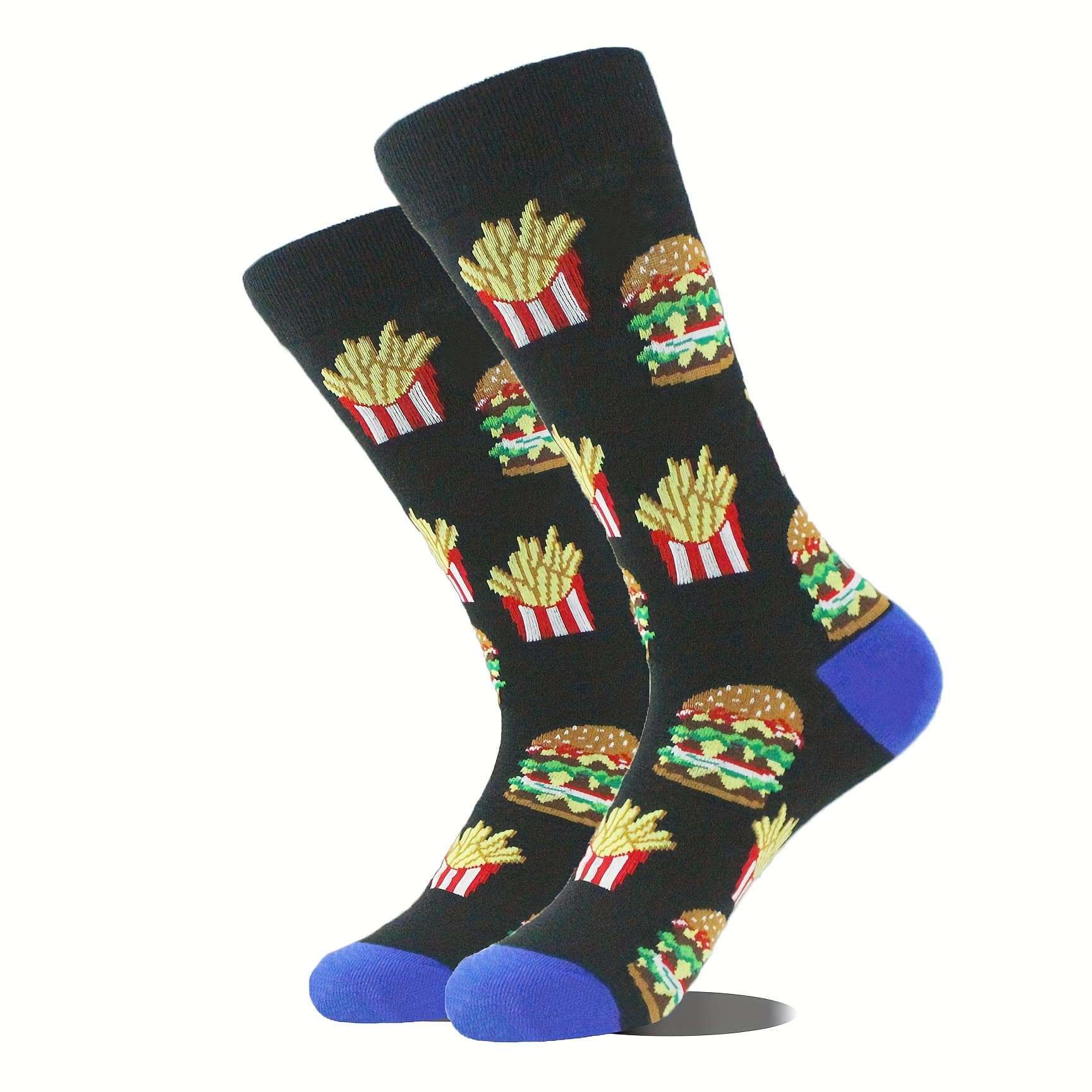 TEMU [1 Pair] Fashionable Hamburger Fries Partner Individual Trendy Men's Mid-calf Socks