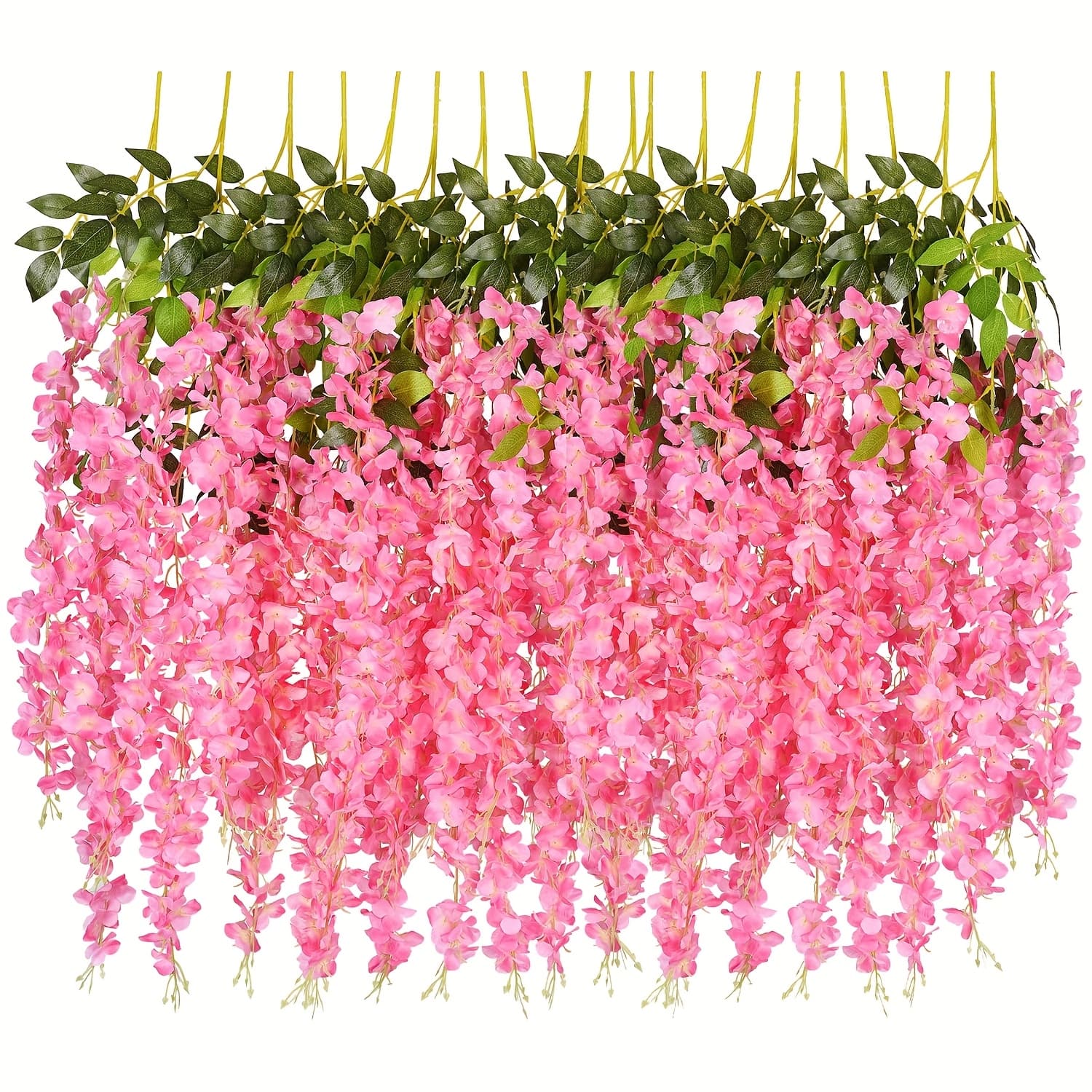 TEMU 12pcs Artificial Wisteria Flowers 3.6 Feet/piece White Dense Artificial Fake Wisteria Vine Hanging Garland Silk Flowers String Home Party Wedding Decor
