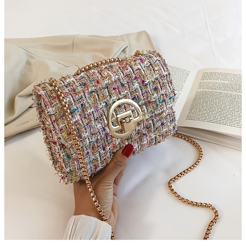 TEMU Women's Tweed Small Shoulder Bag Handbag And Wallet Fashion Women' Quilted Crossbag Dinner Bag Clutch
