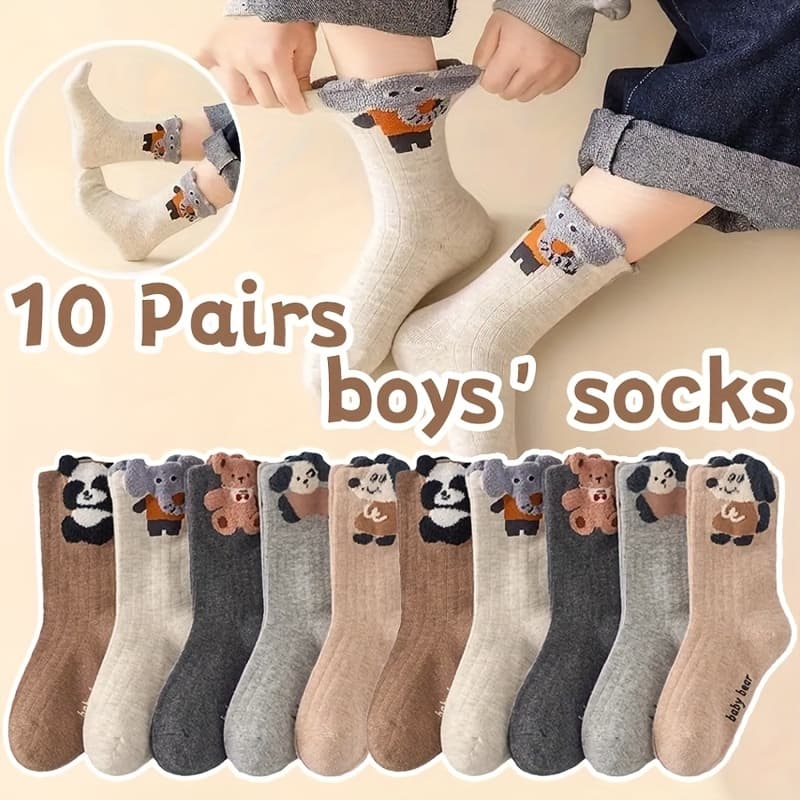TEMU 10 Pairs Of Boys' Mid-calf Socks With