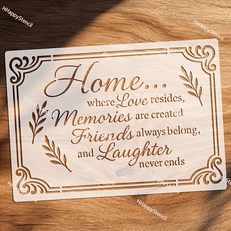 TEMU 1pc Of Home Slogan Stencil, Reusable Monogram And Painting Template For Fabric, Wall Decor, Furniture Decoration, Diy Craft Stencil