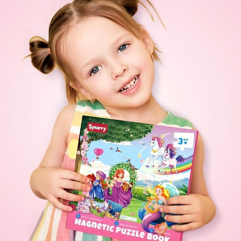 TEMU Unicorn Magnetic Puzzles For 3+ Girls, 20pcs Travel Puzzles For Kids Ages 3+, Car Airplane Road Trip Activities Toys For 3+ Year Old Girls Birthday Gifts