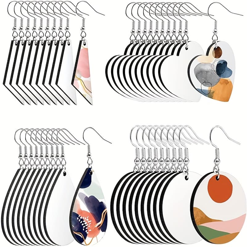 TEMU 40pcs 4 Style Heat Transfer Sublimation Blank Density Boards Double-sided Printable Heat Transfer Earrings Jewelry Making Crafts