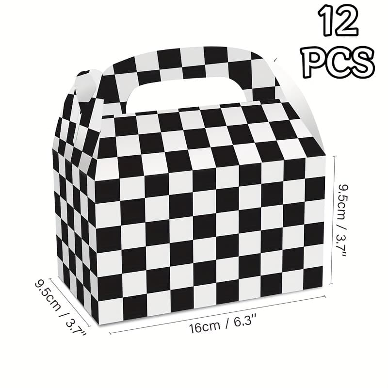 TEMU A Gift Box Designed With 12 Black And White Squares, Featuring A Handle For Easy Assembly, Making It The For , Suitable For Birthday Parties, Weddings, , And Anniversary Gift Packaging