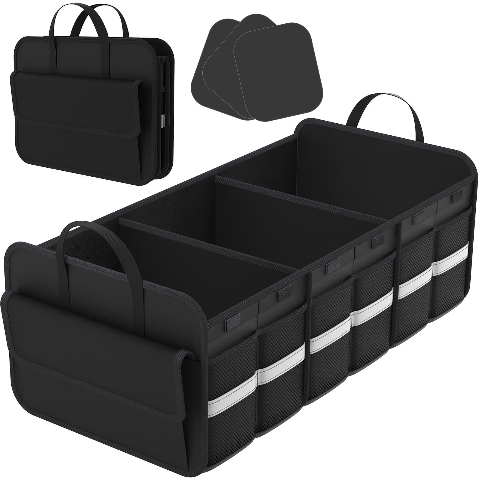 TEMU Trunk Organizer For Suv, Large Trunk Organizer For Car, Collapsible Multi-compartment Car Trunk Organizer, Sturdy Cargo Trunk Storage Organizer, Non Slip Bottom