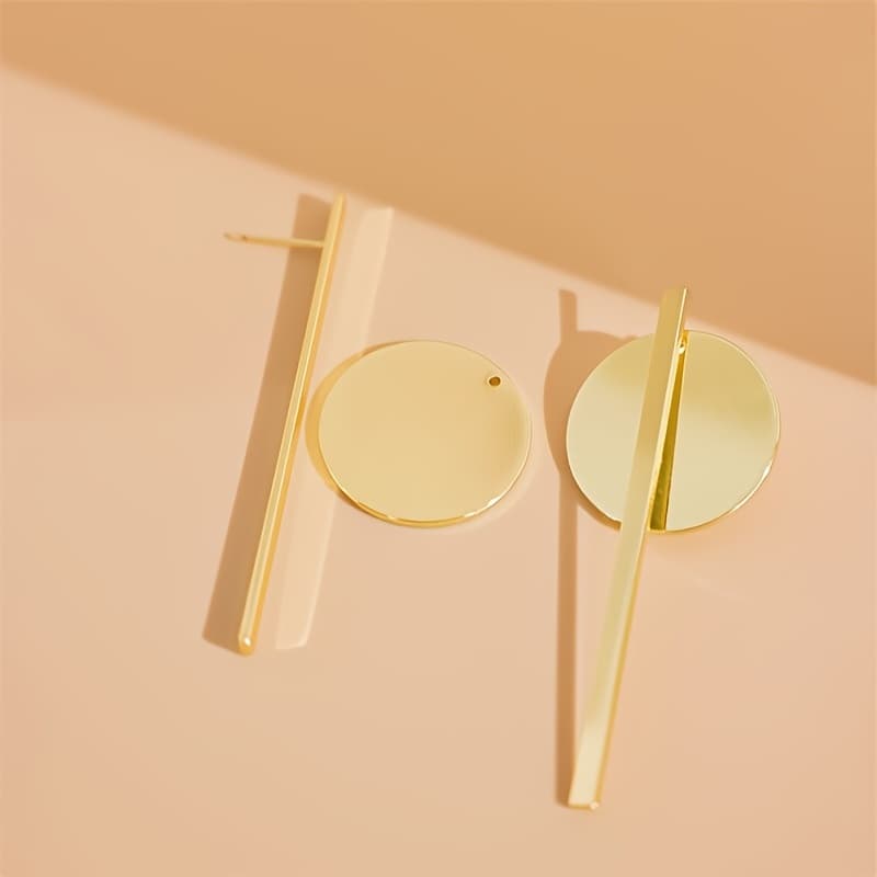 TEMU 1 Pair Of Geometric Stud Earrings With Round Earrings For 2 Easy Elegant Temperament Fashionable And Versatile Wearable In All Suitable For Sending Mothers To Daughters