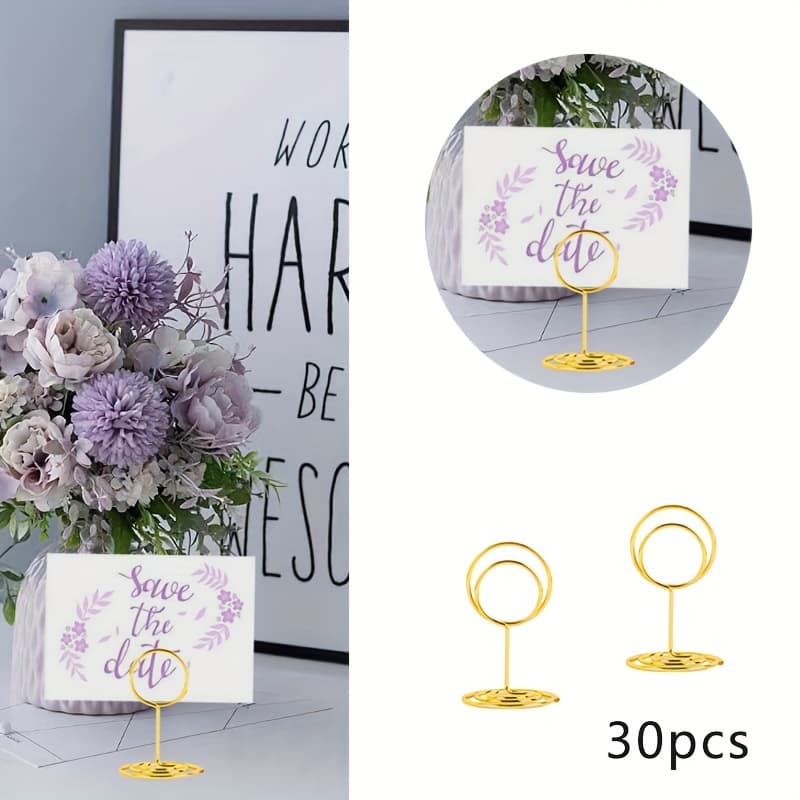 TEMU Of Creative Desktop Card Holder With Peacock Round Memo Clip, To The Family Gathering Message Clip Photo Clip, Golden Clip