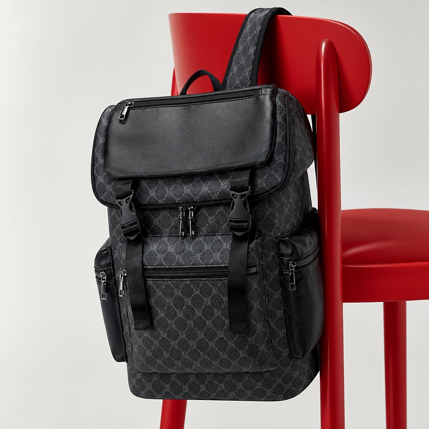 TEMU Men's Fashion Pu Backpack, Teenager Student Book Bag With Adjustable Laptop Compartment And Mesh Bottom - Multi-compartment Travel Bag For School, Outdoor, Commuting (hand Washable)