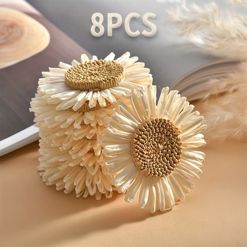 TEMU 4/8pcs Simulation Daisy Decoration Crafts, Diy Handmade Decoration Accessories, Suitable For Beach Hats, Clothing, Curtains, Walls, Home Decoration Accessories