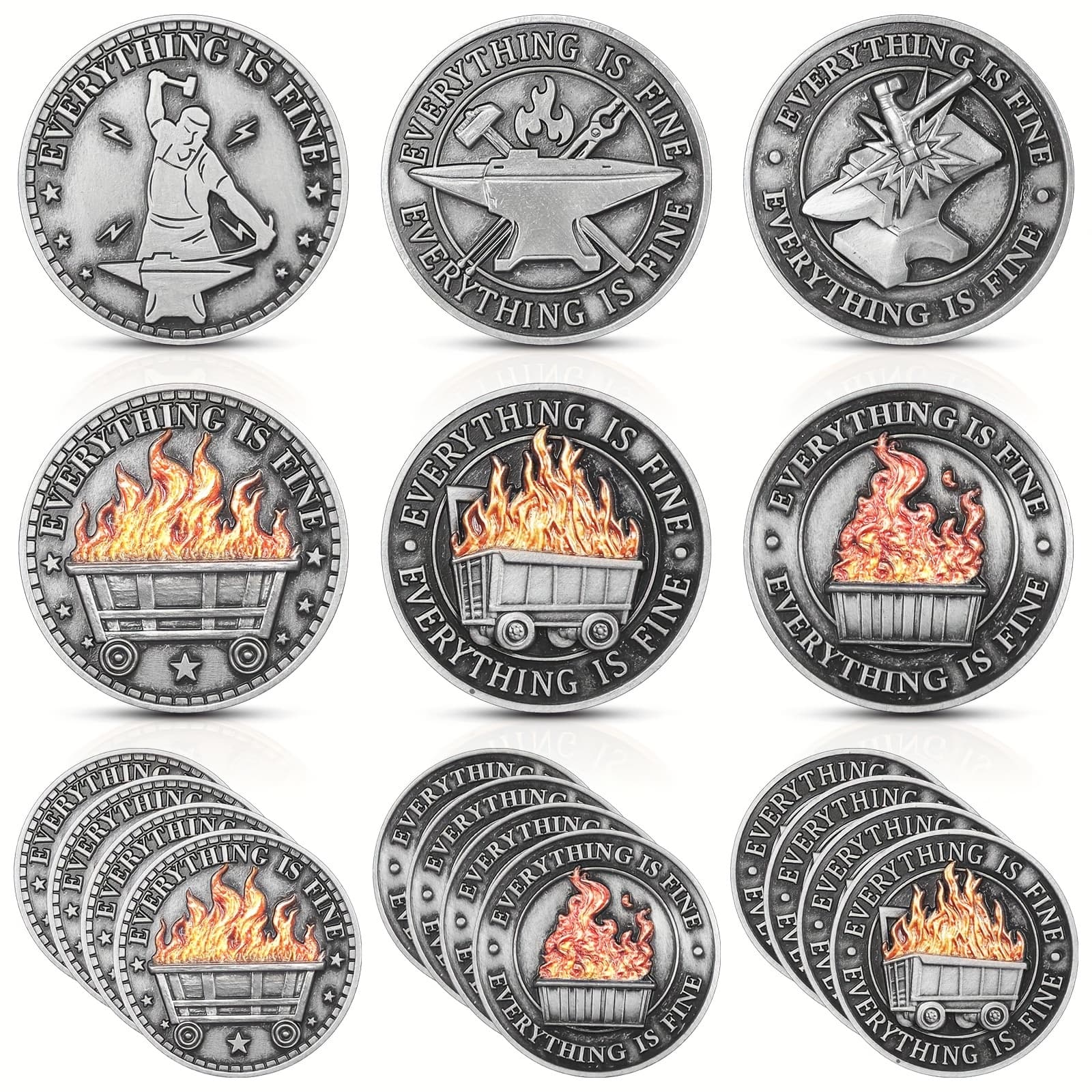 TEMU 12pcs Challenge Coin Inspirational Gifts Double Sided Desk Accessories Funny Employee Appreciation Gift For Coworker Staff Gifts (silvery) Multi-item Party Favor Packs Halloween Christmas