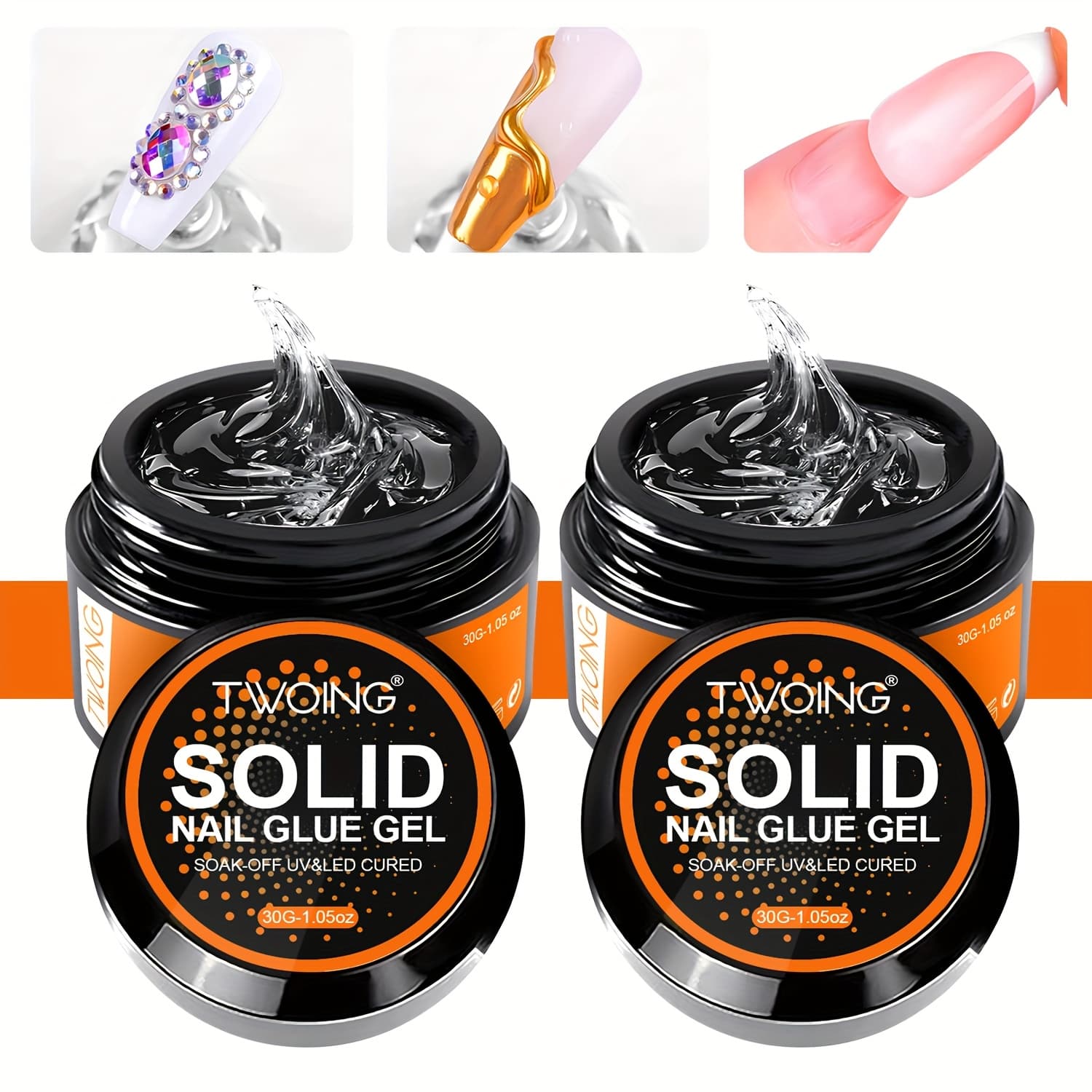TEMU 30g Solid Nail Glue Gel For False Nail Tips, Huge Capacity Press On Nail Glue Strong Adhesive Solid Glue Gel For Salon Art At Home, Need Light Cured