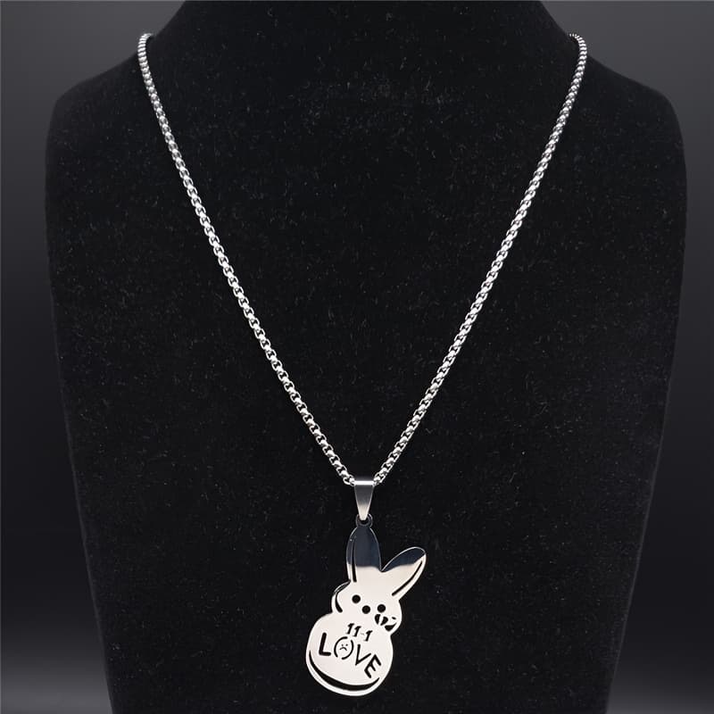 TEMU Kpop Lil For Love Sadness Pendant Necklace Stainless Steel Necklace Jewelry Collar Gift