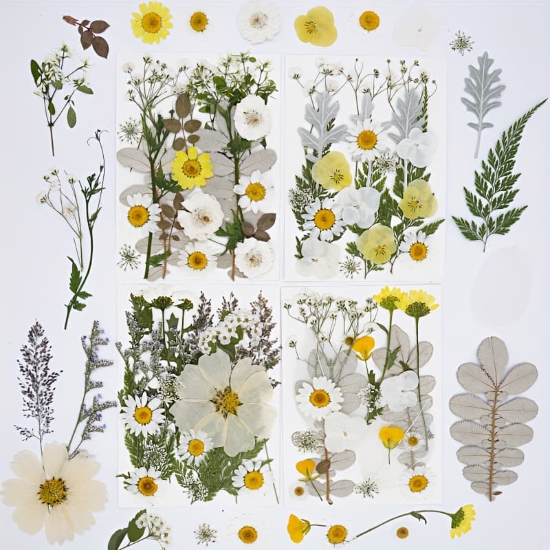 TEMU 88pcs Dried Flowers And Leaves Set - Nature-inspired Decoration Kit For Crafts, Resin Jewelry, Scrapbooking And More