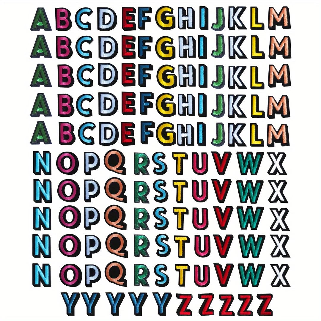 TEMU 130pcs Iron On Patches, Sew On Alphabet Embroidered Patch For Hats, Jackets, Shirts And Jeans Diy Craft Sewing Projects, 4 Sets Of 26 Patch Letters