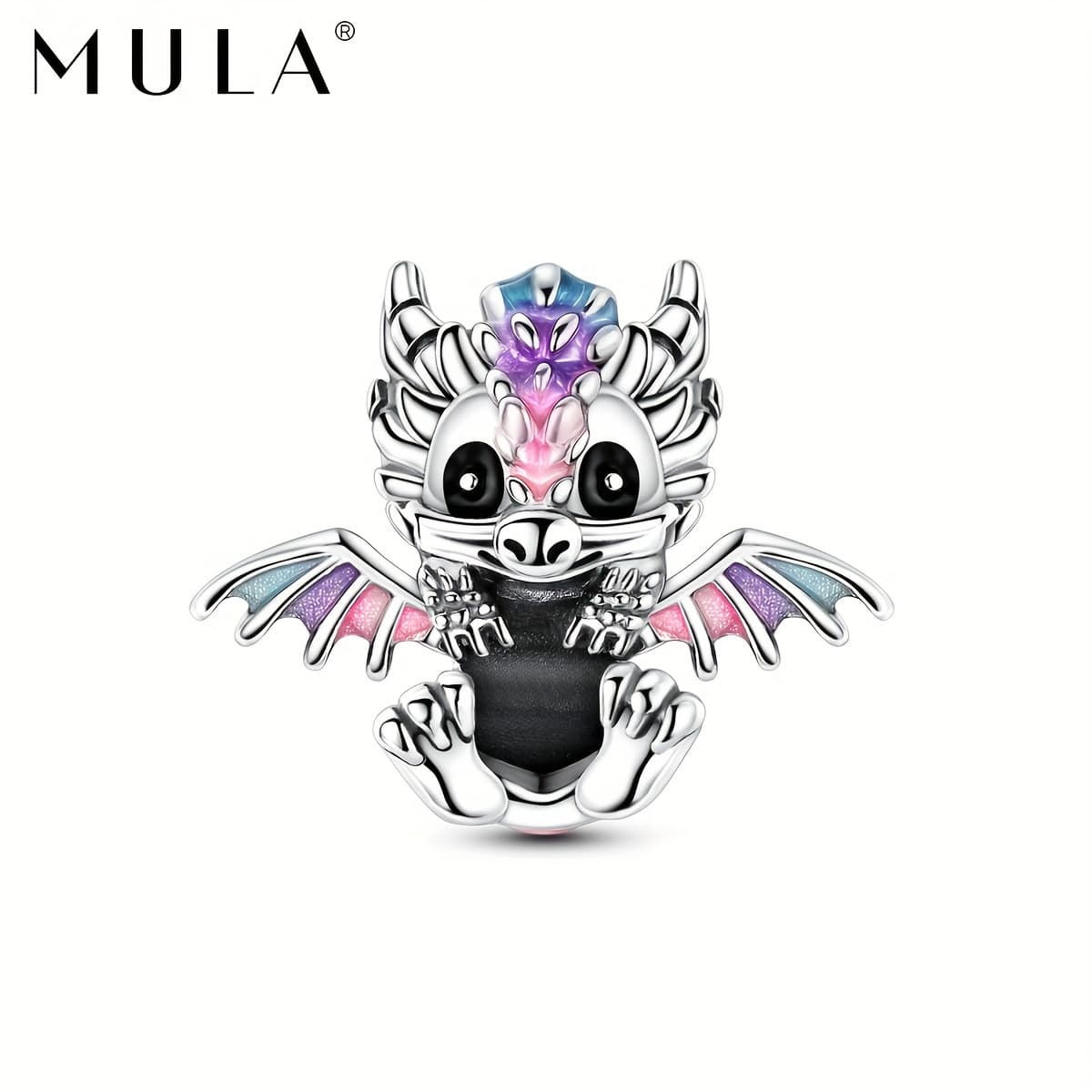 TEMU 1pc Silvery Enamel Cute Pearl Charm For Original Bracelet Necklace Making Beads Pendant Perfect For Mythical Party Ideal For Fantasy Lovers Great As A Unique Gift