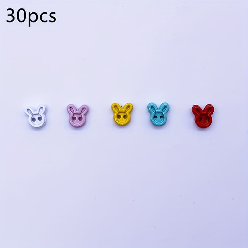 TEMU 30pcs/2-hole 4mm Mini Bunny Head Buttons, Mini Metal Buttons, Doll Buttons, Doll Sewing Craft Supplies