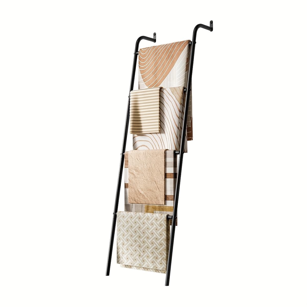 TEMU Blanket Ladder 4-layer Towel Racks Wall- Blanket Holder Decorative Display Metal Ladder Shelf Stand For Livingroom Bathroom Bedroom