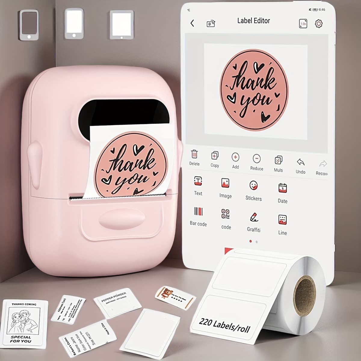TEMU Thermal Label Maker - Wireless, Multiple Templates, No Ink Required, Perfect For Storage, Organization & School Supplies, Multiple Color Options