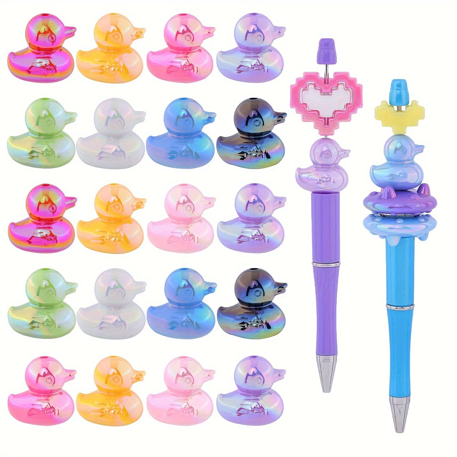 TEMU A Set Of 20 Colorful Duck-shaped Acrylic Beads For Projects Like Pens And, Perfect For Jewelry Such As Necklaces And Phone Chains. Ideal As Gifts For School , Valentine's Day, And Christmas