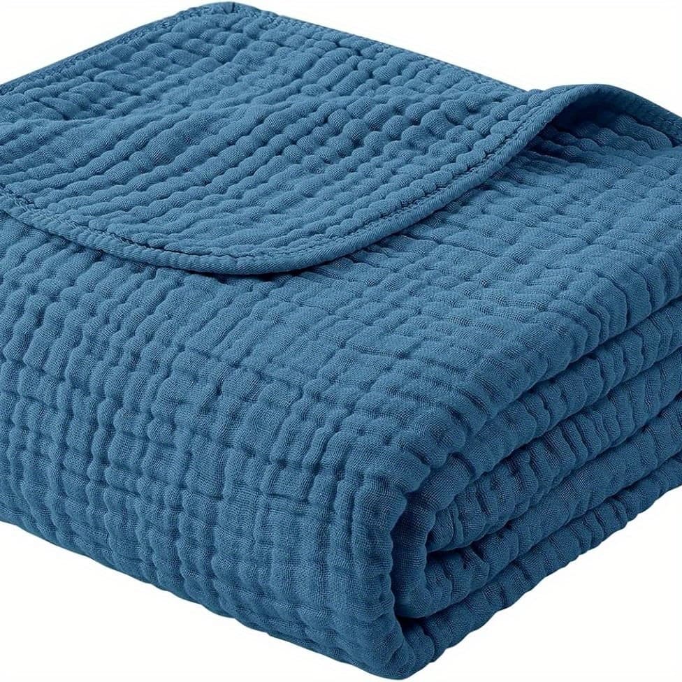 TEMU 100% Cotton Muslin Blanket 6 Layer, Soft Morandi Color Gauze Blanket For Couch & Bed, Lightweight & Breathable Blanket For All Season, Machine Washable