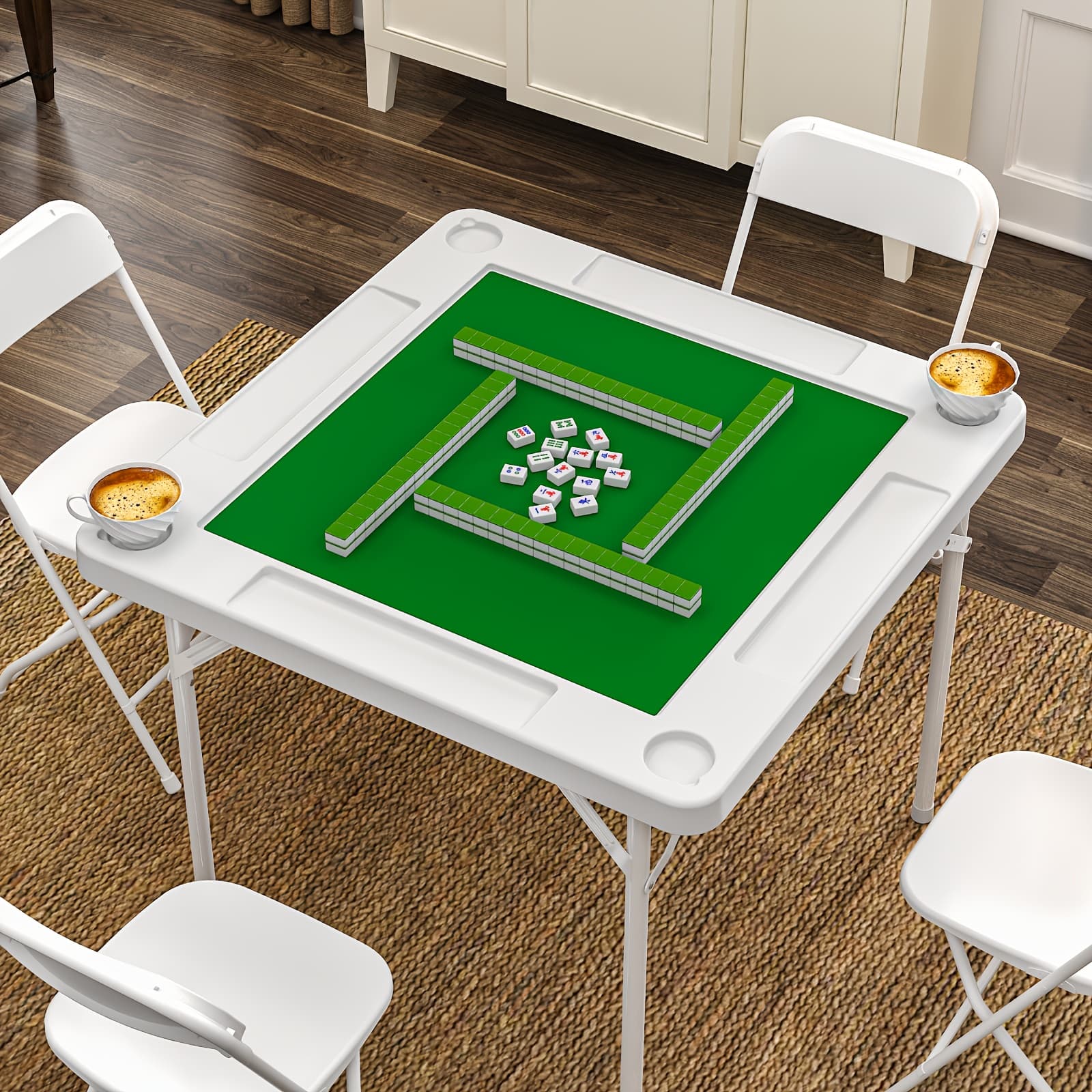 TEMU Relaxed , Green Felt , Collapsible Card Table, Card Table Suitable For Mahjong, Poker, And
