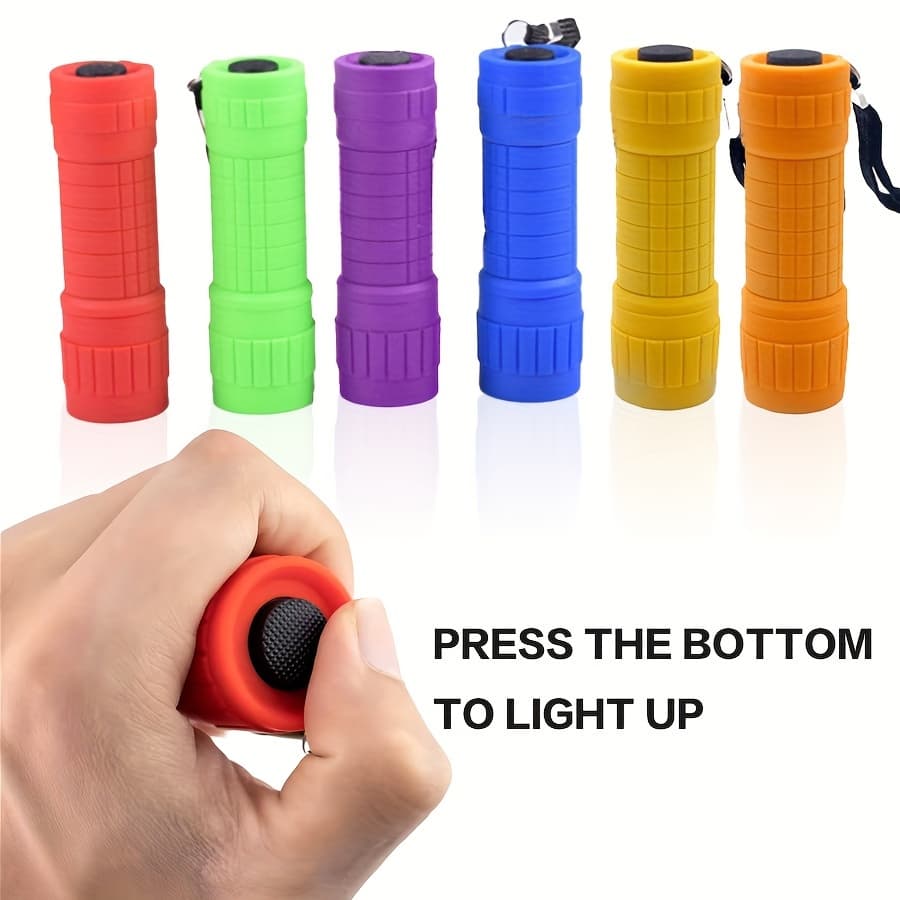 TEMU Small Mini Flashlights Pack Of 6, Assorted Colors, Cob Light, With Battery