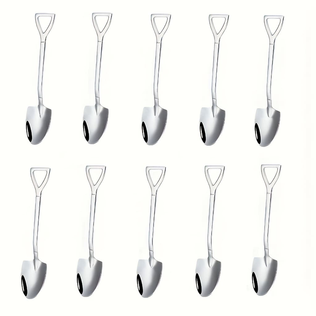 TEMU 10pcs Stainless Steel Ice Cream Spoons - Perfect For Desserts, Tea, Coffee, And More - Creative Shovel Design For Home, Kitchen, And Restaurant Use