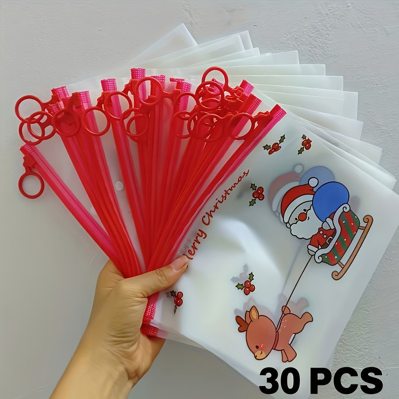 TEMU 30pcs Assorted Cartoon Christmas Zipper Pouches, Random Pattern Soft Pvc Document Bags 6.69×8.27 Inch, Durable Office Storage Pouch, Xmas Gift & Holiday Event Prize