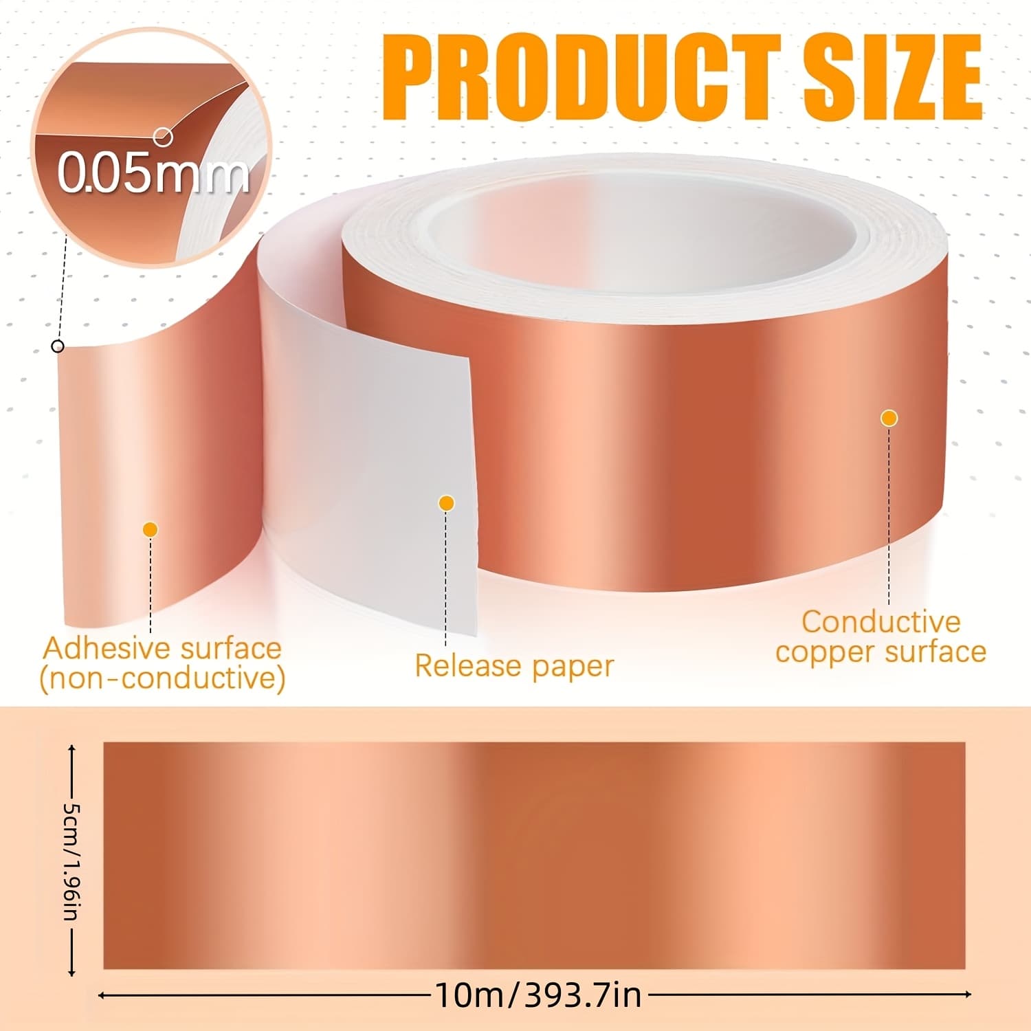 TEMU 0.78/1.96 Inch Wide 393.7 Inch Long Snail Fence Tape, Snail Protection For Raised Beds Plants, Tape, Emi Foil Tape, Anti-snail, , Thick Foil Tape