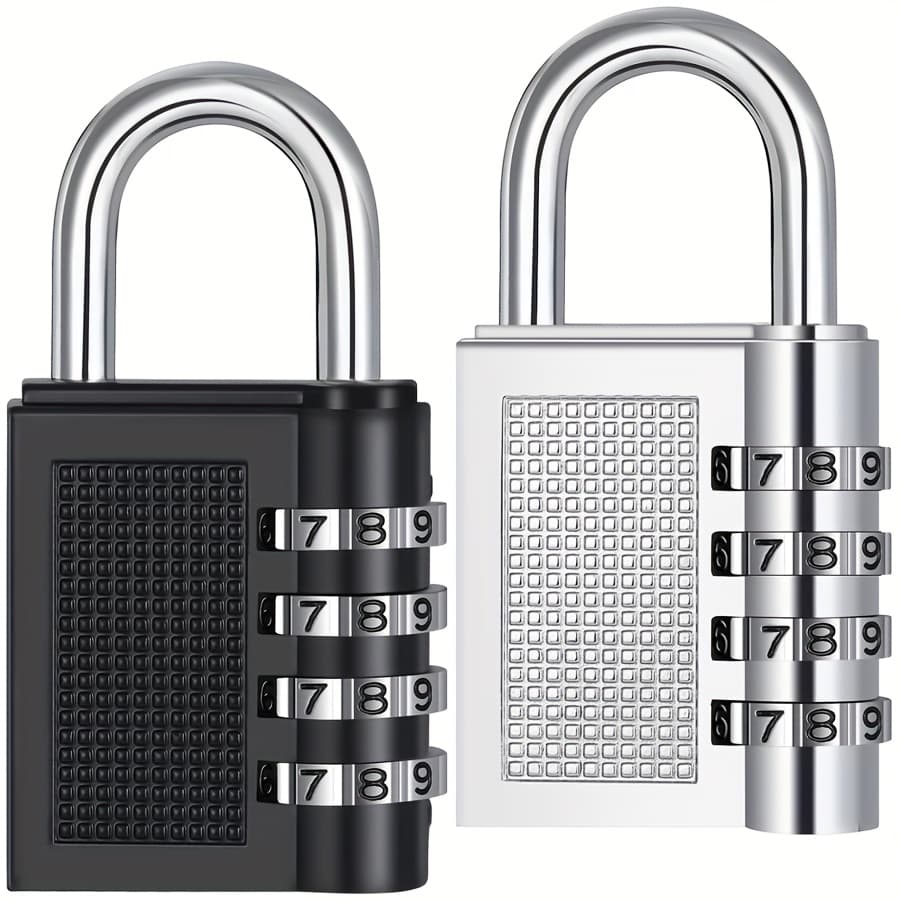 TEMU 2pcs 4-dial Combination Padlock | Heavy-duty For Outdoor Use | Keyless Security For Gym Lockers, Gates, Storage & Luggage | No Battery Required, Weather-resistant