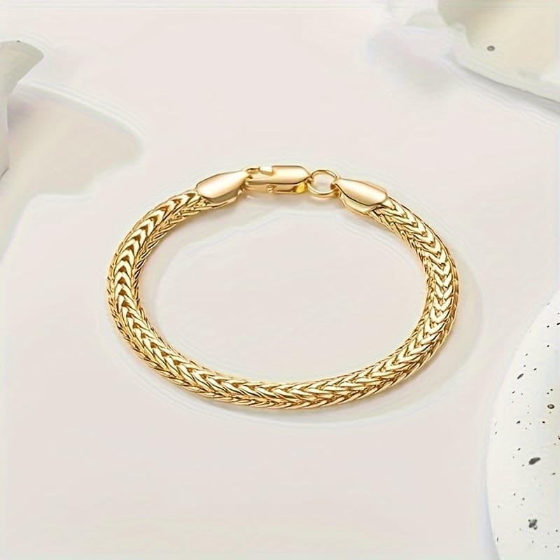 TEMU S925 Sterling Silvery Golden Twist Bracelet, For Men And Women, Christmas Thanksgiving Gift, 1ounce/20g