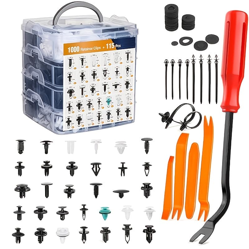 TEMU 1115pcs Car Push Retainer Clips & Auto Fasteners Assortment -32 Most Popular Sizes Nylon Bumper Fender Rivets With 10 Cable Ties And Fasteners Remover For Gm For Ford For For For
