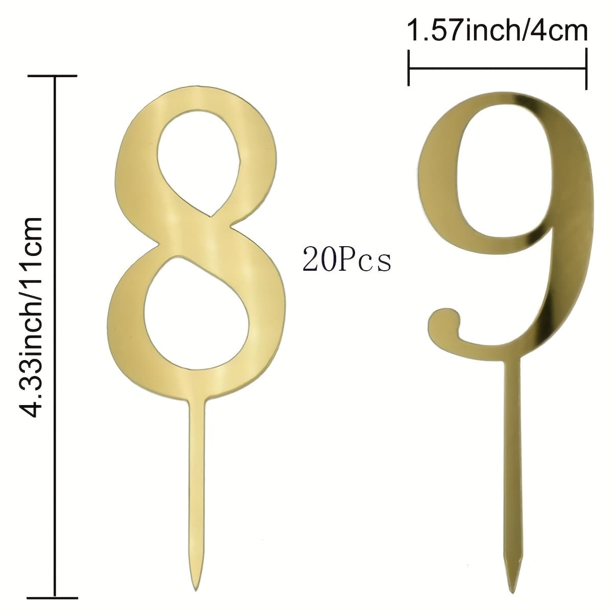 TEMU 20pcs 0-9 Number Cake Decorations, Shiny Acrylic Number Cake Inserts For Birthday Parties, Weddings, Anniversaries, Halloween, Christmas Events And Party Supplies