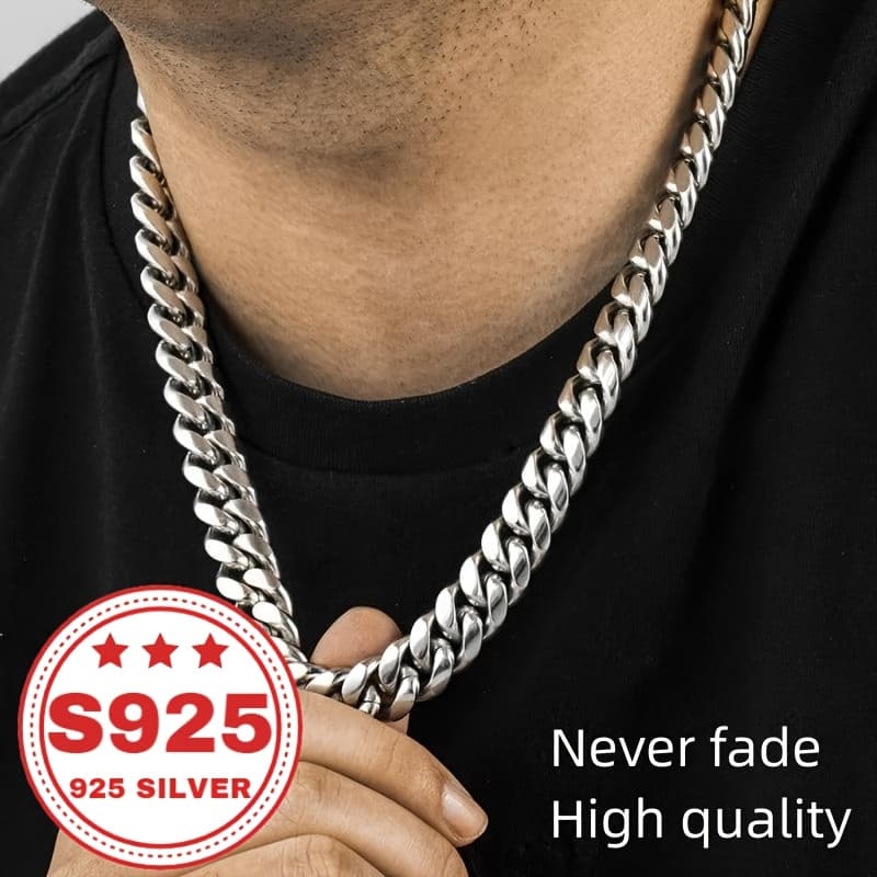 TEMU Hot Seller: 925 Sterling Silver Cuban Necklace, 9mm Cuban Chain, Suitable For Men And Women. A Trendy Must-have, Classic And Versatile, This Stylish, Made-in-china, High-end Necklace A Great Gift