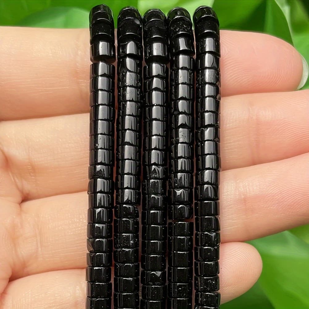 TEMU 4x2mm Black Agates Natural Stone Rondelle Shape Special Beads Spacer Beads For Jewelry Making Exquisite Bracelet Necklace Earring Additions