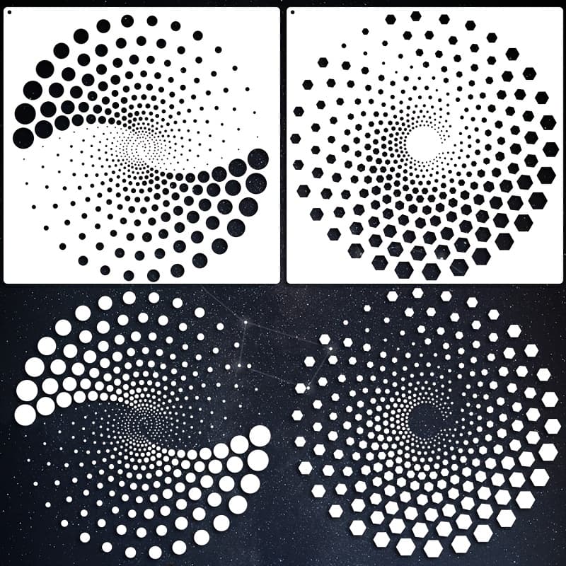TEMU 2pcs Large Geometric Polka Dot Stencil Set, 30x30cm Reusable Painting Template For Canvas, Artwork, Furniture Diy Crafts & Holiday Gifts